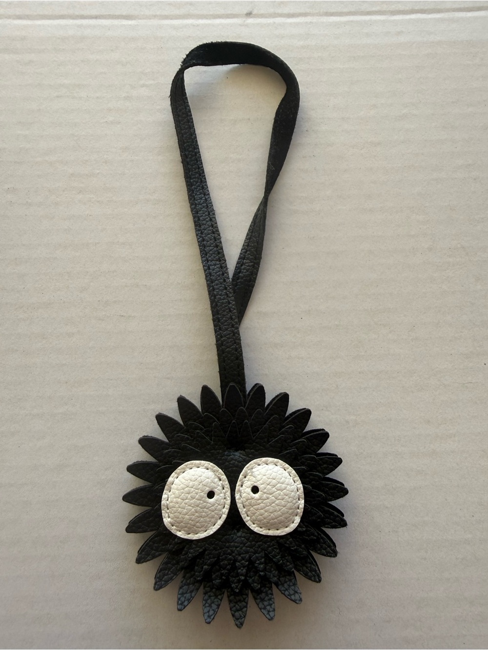 Black Spiky Cartoon Character Kids Bag Charm with White Eyes